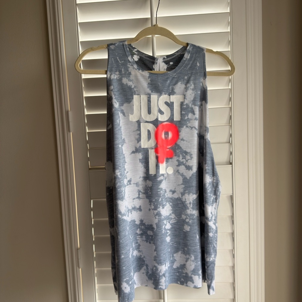 Nike Blue and White Graphic Tank NWT